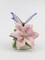 Ceramic Glittering Butterfly and Lily Flower in Bloom Figurine, Home Décor, Gift for Her, Gift for Mom, Nature Lover Décor, Cottagecore